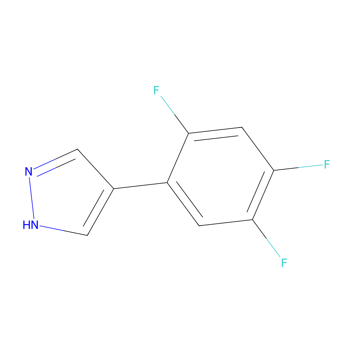 4-(2,4,5-trifluorophenyl)-1H-pyrazole molecular structure, CAS 2228588-98-3