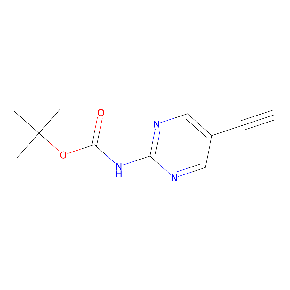 tert-Butyl N-(5-ethynylpyrimidin-2-yl)carbamate molecular structure, CAS 2228589-49-7