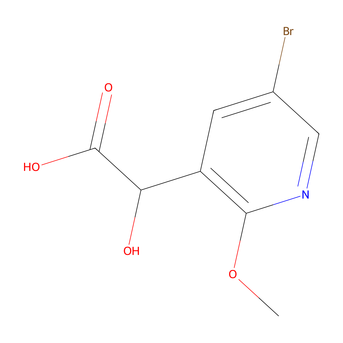 2-(5-Bromo-2-methoxypyridin-3-yl)-2-hydroxyacetic acid molecular structure, CAS 2228591-58-8