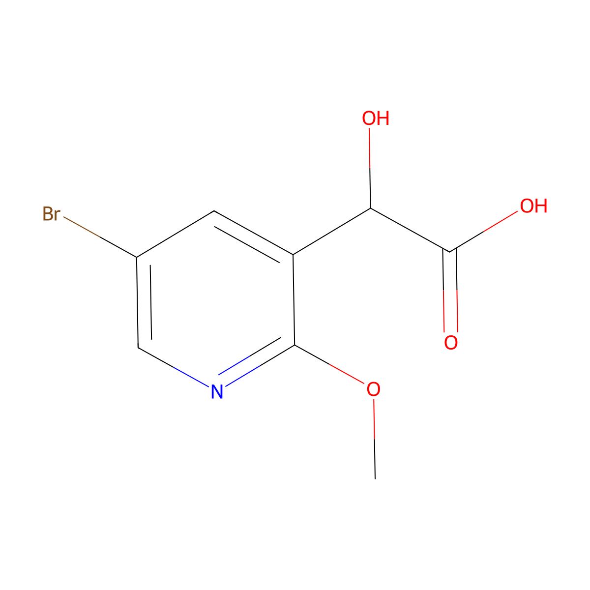 2-(5-Bromo-2-methoxypyridin-3-yl)-2-hydroxyacetic acid molecular structure, CAS 2228591-58-8