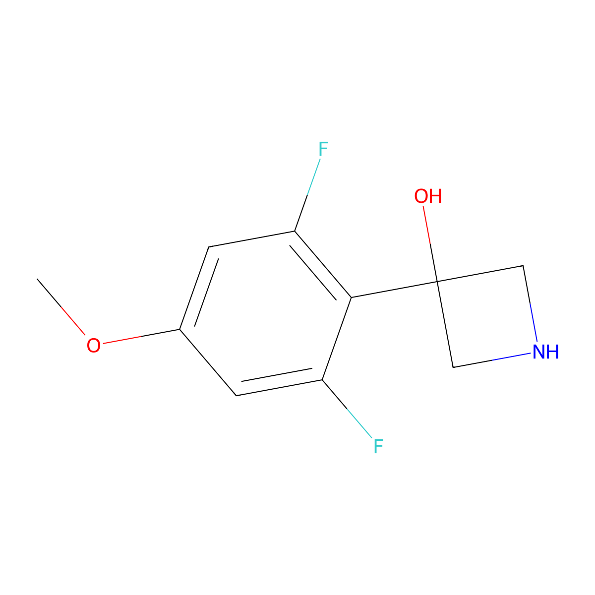 3-(2,6-Difluoro-4-methoxyphenyl)azetidin-3-ol molecular structure, CAS 2228592-38-7