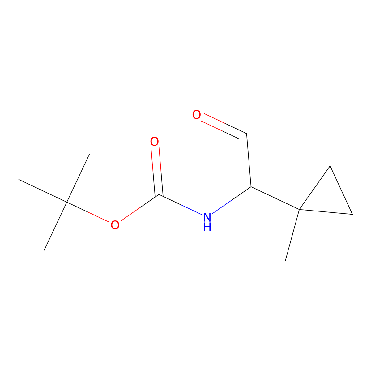 tert-butyl N-(1-(1-methylcyclopropyl)-2-oxoethyl)carbamate molecular structure, CAS 2228592-65-0