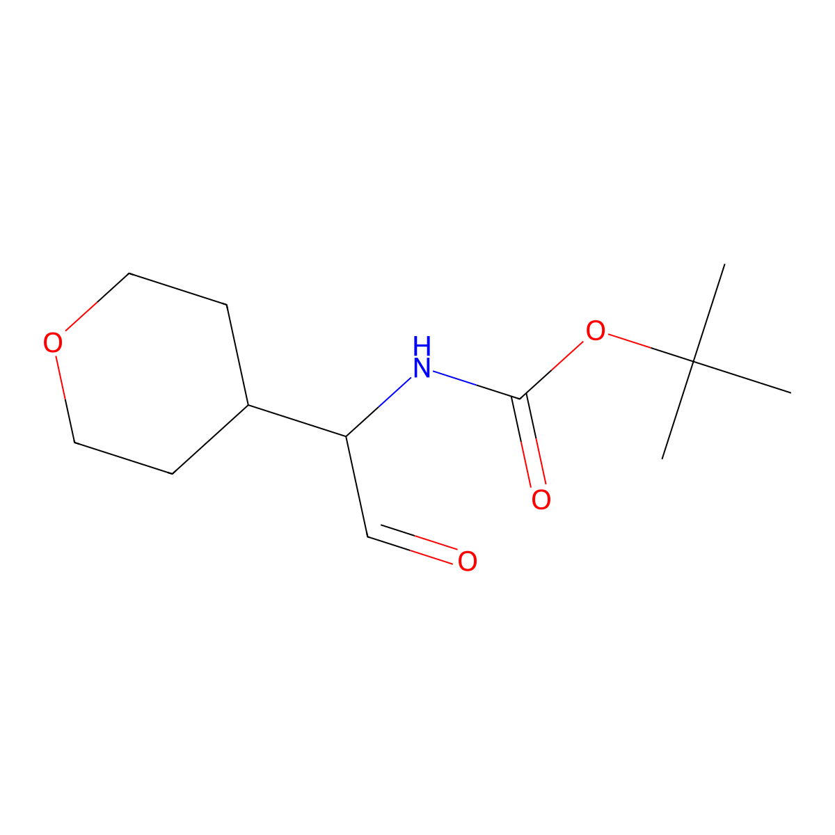 tert-butyl N-[1-(oxan-4-yl)-2-oxoethyl]carbamate molecular structure, CAS 2228597-72-4