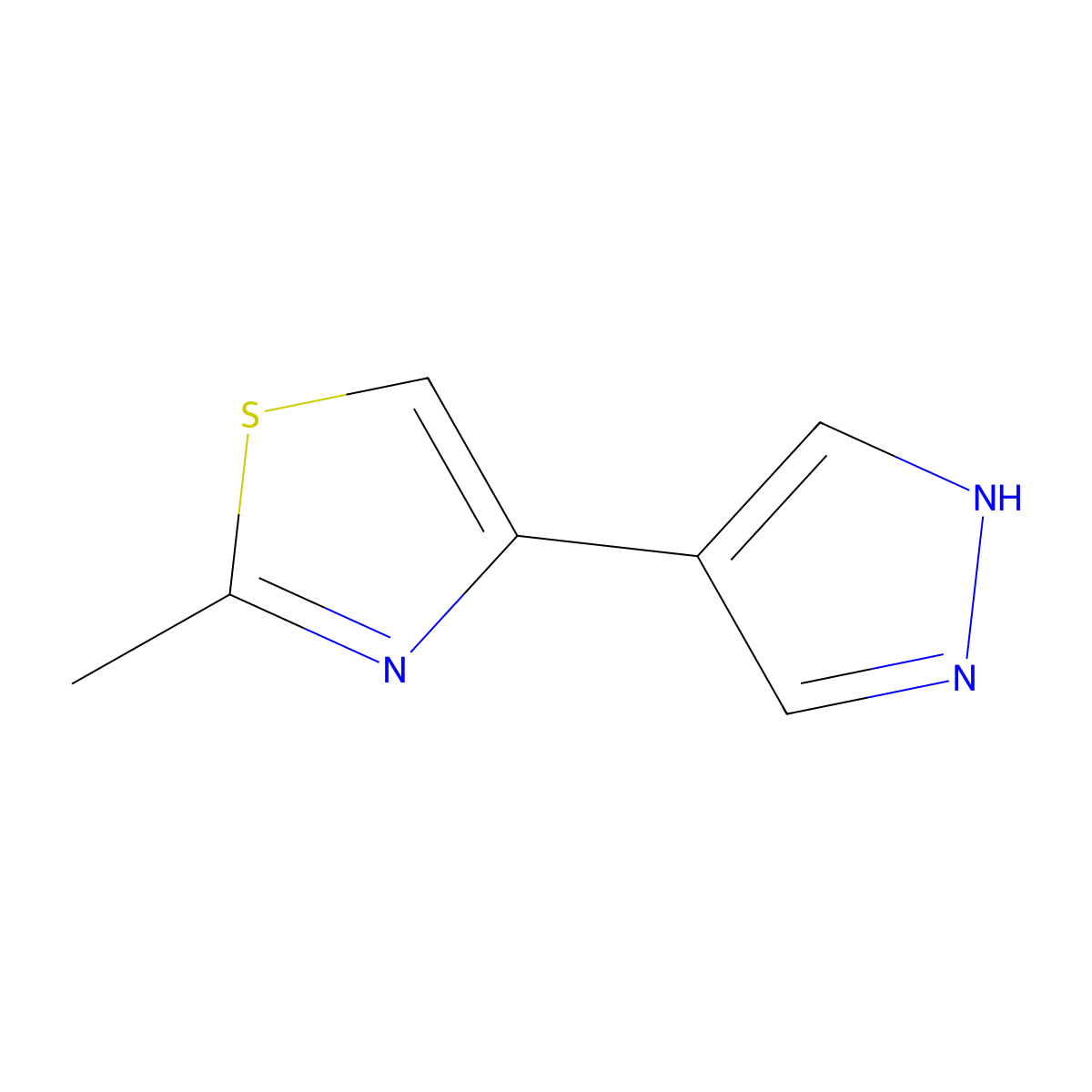 2-methyl-4-(1H-pyrazol-4-yl)-1,3-thiazole molecular structure, CAS 2228597-88-2