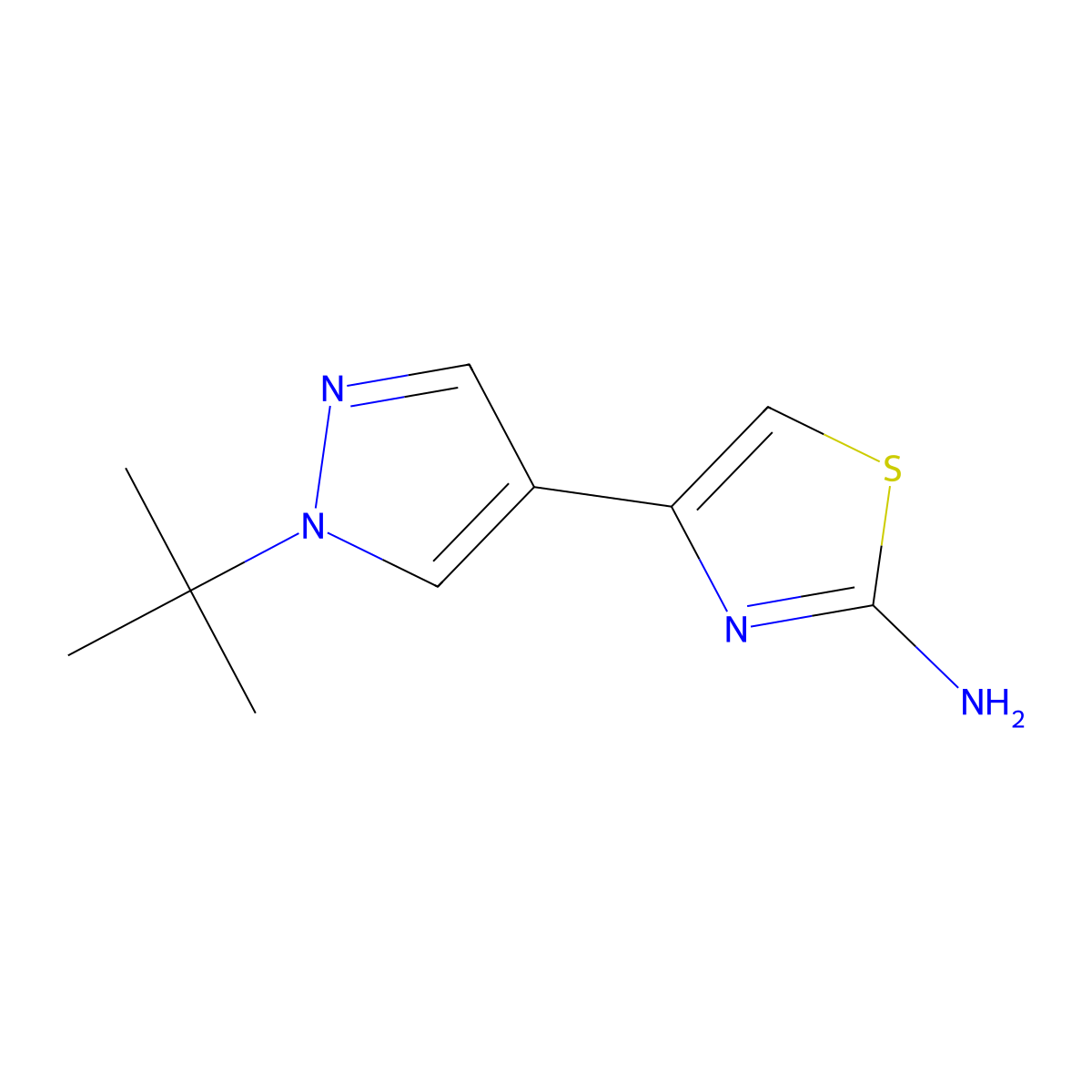 4-(1-tert-butyl-1H-pyrazol-4-yl)-1,3-thiazol-2-amine molecular structure, CAS 2228601-93-0