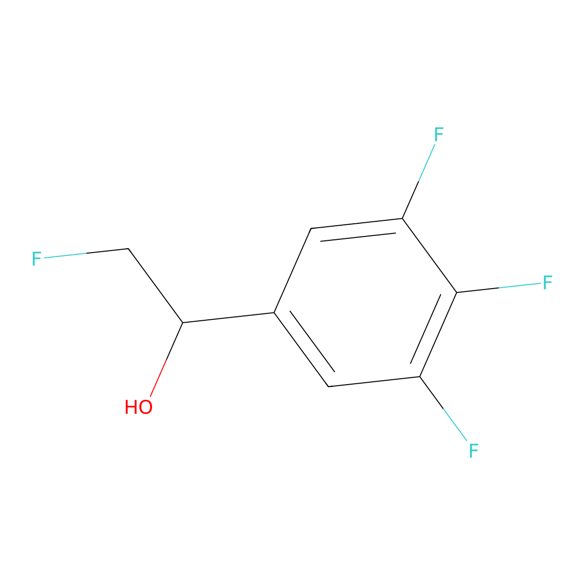 2-Fluoro-1-(3,4,5-trifluorophenyl)ethan-1-ol molecular structure, CAS 2228606-21-9