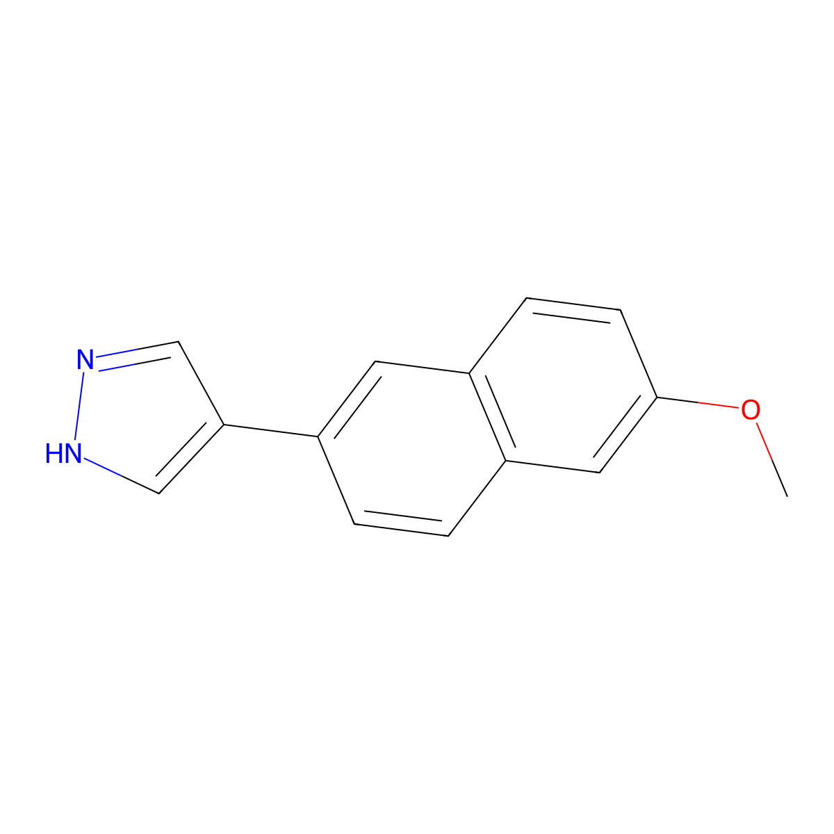 4-(6-methoxynaphthalen-2-yl)-1H-pyrazole molecular structure, CAS 2228607-91-6