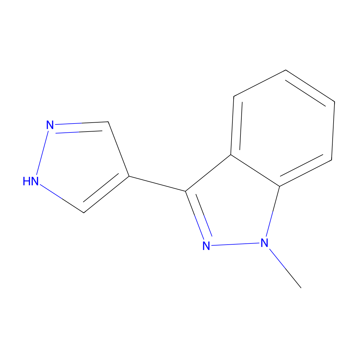 1-methyl-3-(1H-pyrazol-4-yl)-1H-indazole molecular structure, CAS 2228609-47-8