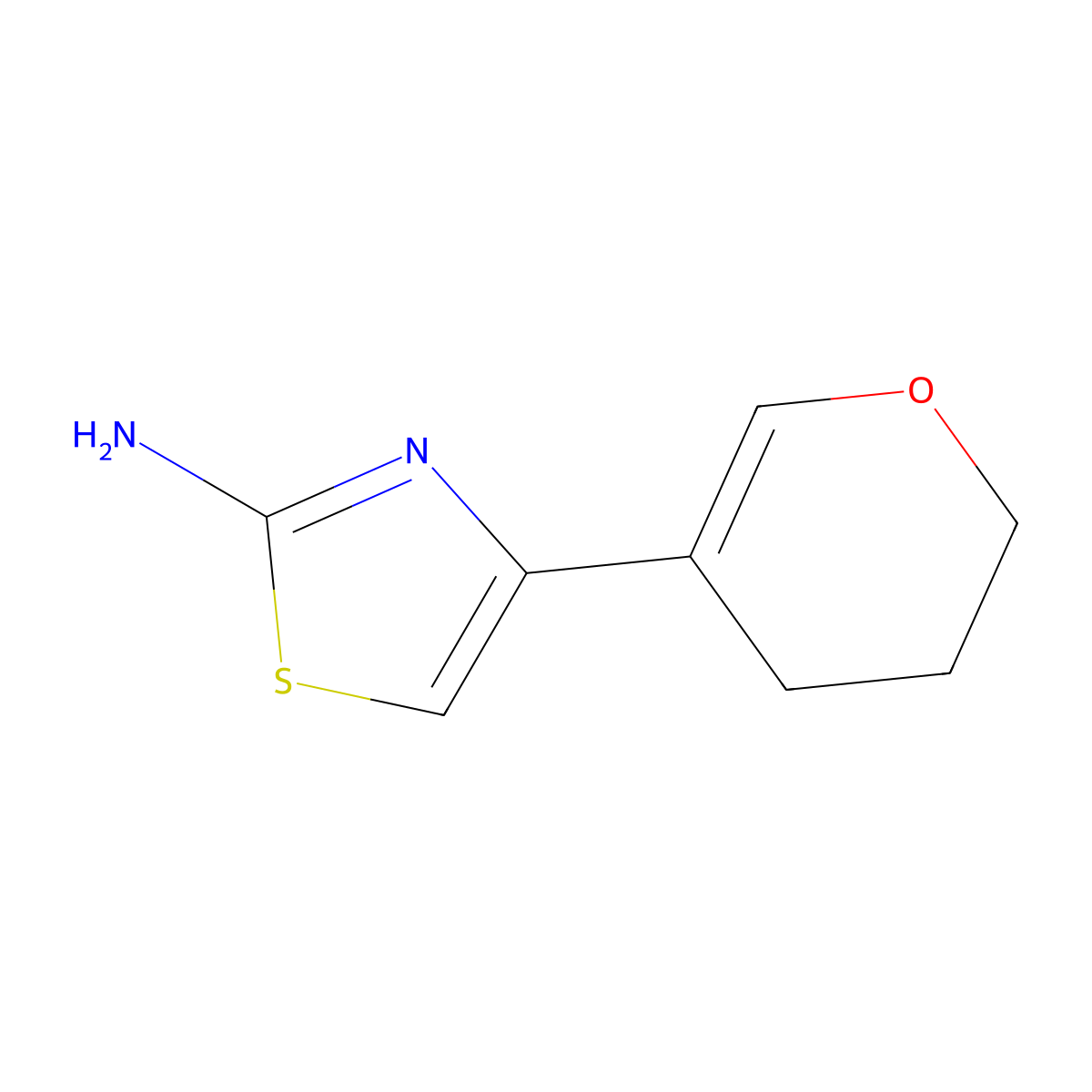 4-(3,4-dihydro-2H-pyran-5-yl)-1,3-thiazol-2-amine molecular structure, CAS 2228610-40-8