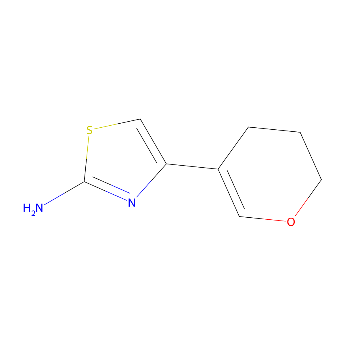 4-(3,4-dihydro-2H-pyran-5-yl)-1,3-thiazol-2-amine molecular structure, CAS 2228610-40-8