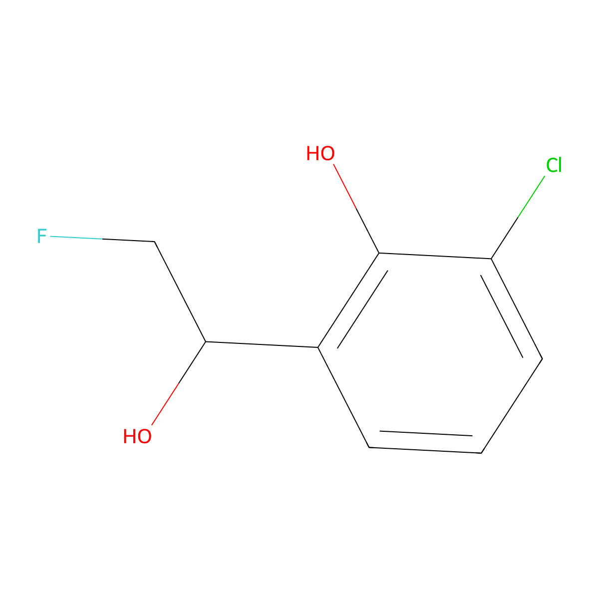 2-Chloro-6-(2-fluoro-1-hydroxyethyl)phenol molecular structure, CAS 2228612-13-1