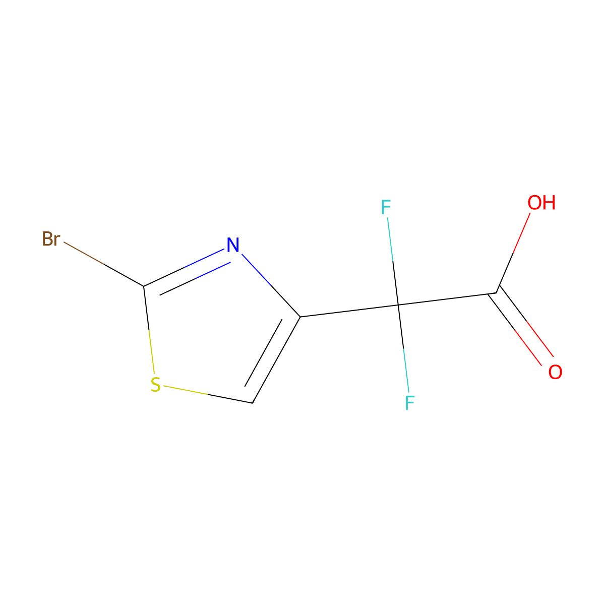 2-(2-Bromo-1,3-thiazol-4-yl)-2,2-difluoroacetic acid molecular structure, CAS 2228613-75-8