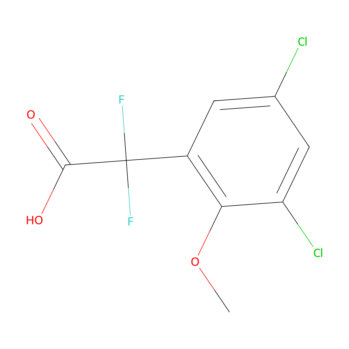 2-(3,5-Dichloro-2-methoxyphenyl)-2,2-difluoroacetic acid molecular structure, CAS 2228614-11-5