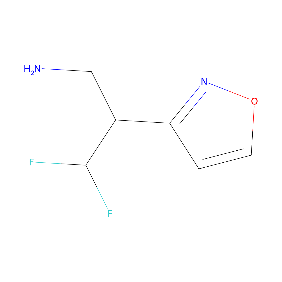 3,3-Difluoro-2-(1,2-oxazol-3-yl)propan-1-amine molecular structure, CAS 2228614-82-0