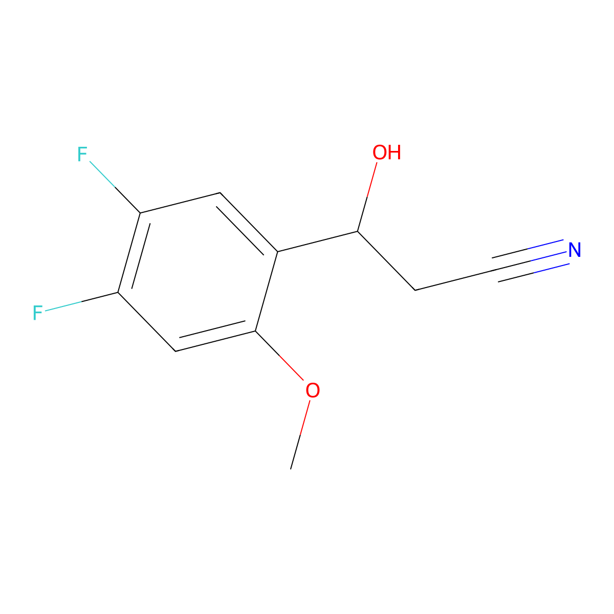 3-(4,5-Difluoro-2-methoxyphenyl)-3-hydroxypropanenitrile molecular structure, CAS 2228619-13-2