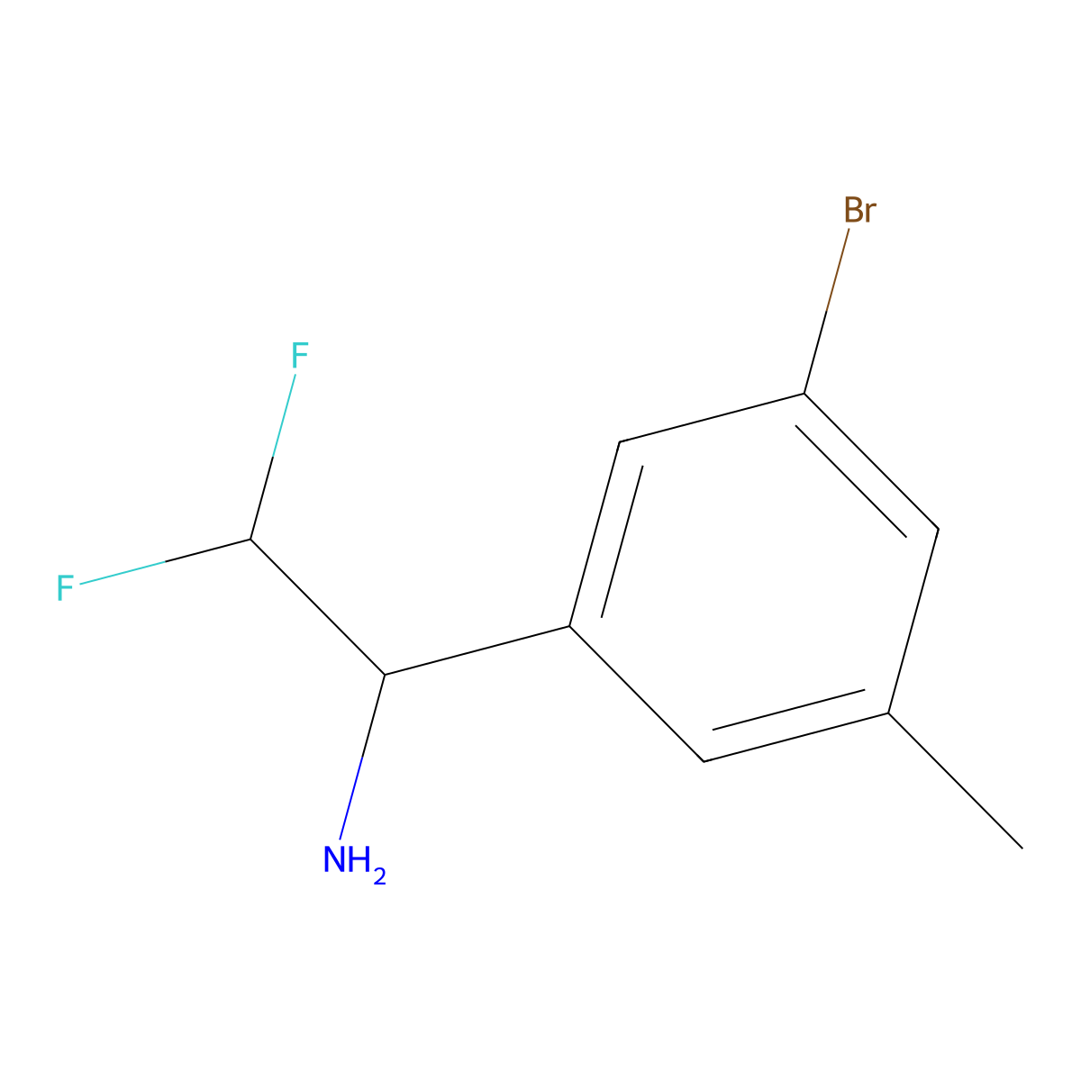 1-(3-Bromo-5-methylphenyl)-2,2-difluoroethan-1-amine molecular structure, CAS 2228621-18-7