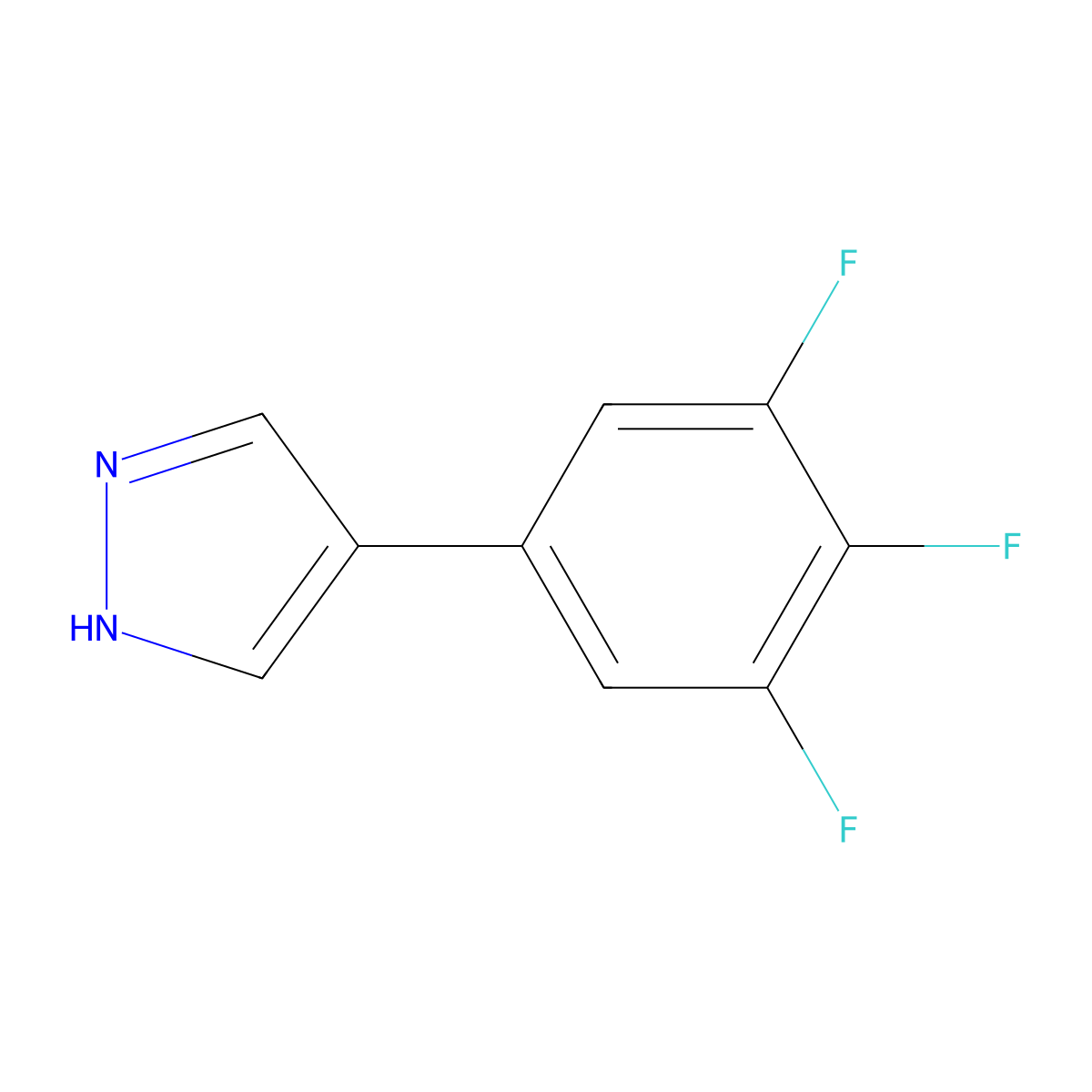 4-(3,4,5-trifluorophenyl)-1H-pyrazole molecular structure, CAS 2228621-19-8