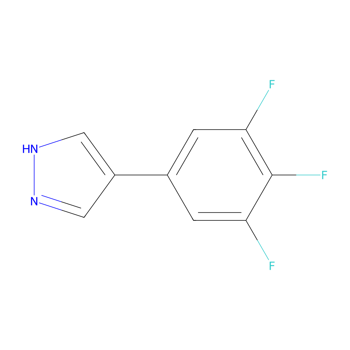 4-(3,4,5-trifluorophenyl)-1H-pyrazole molecular structure, CAS 2228621-19-8