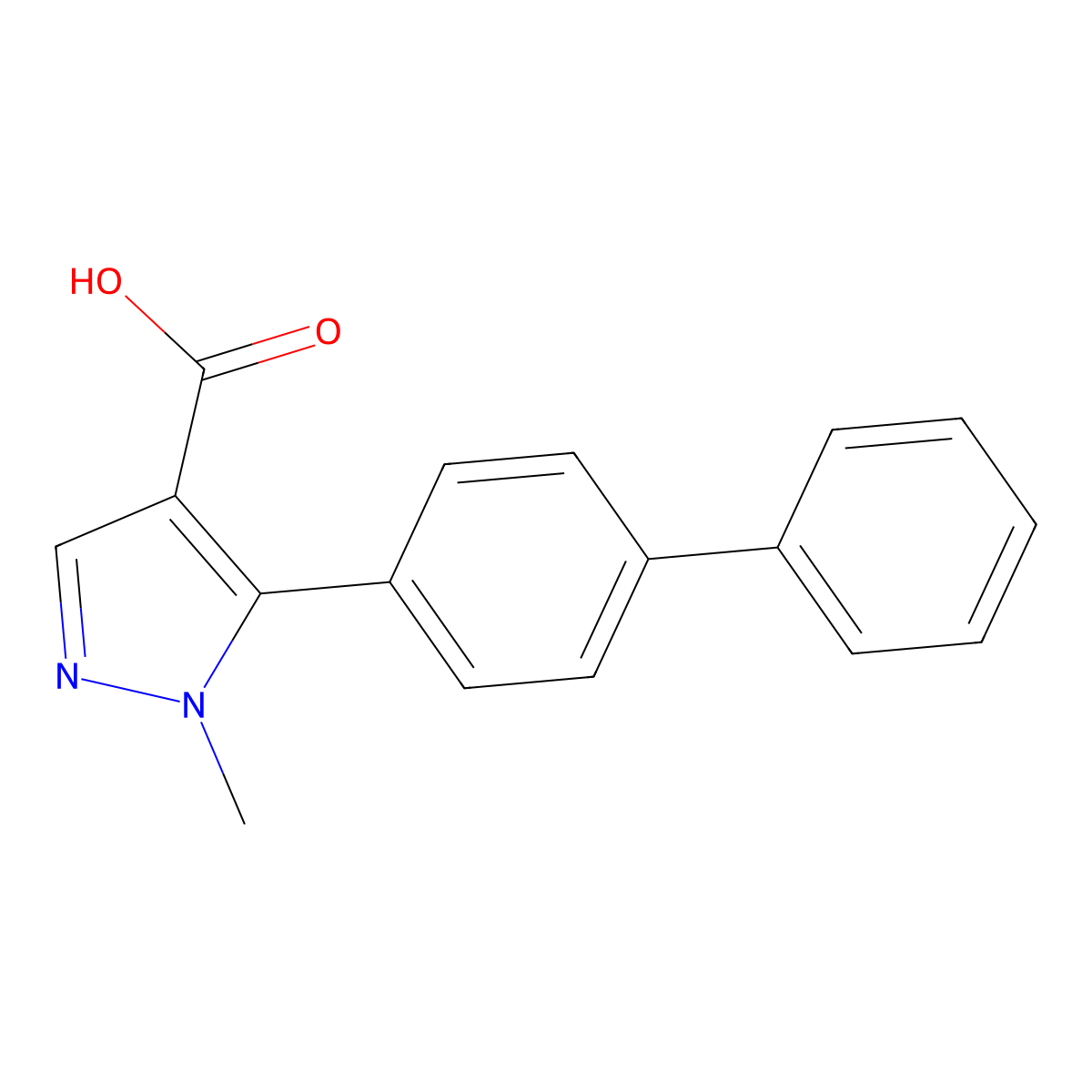 5-{[1,1'-biphenyl]-4-yl}-1-methyl-1H-pyrazole-4-carboxylic acid molecular structure, CAS 2228621-58-5