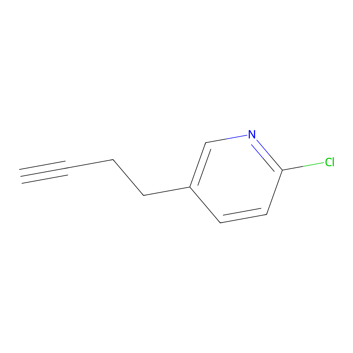 5-(But-3-yn-1-yl)-2-chloropyridine molecular structure, CAS 2228624-00-6