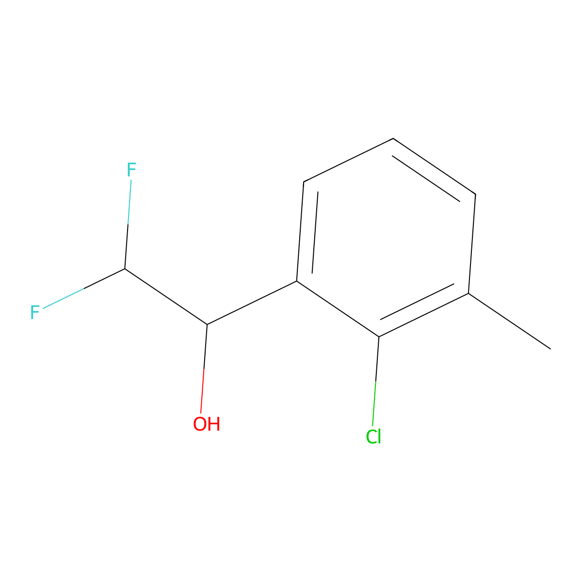 1-(2-Chloro-3-methylphenyl)-2,2-difluoroethan-1-ol molecular structure, CAS 2228625-01-0