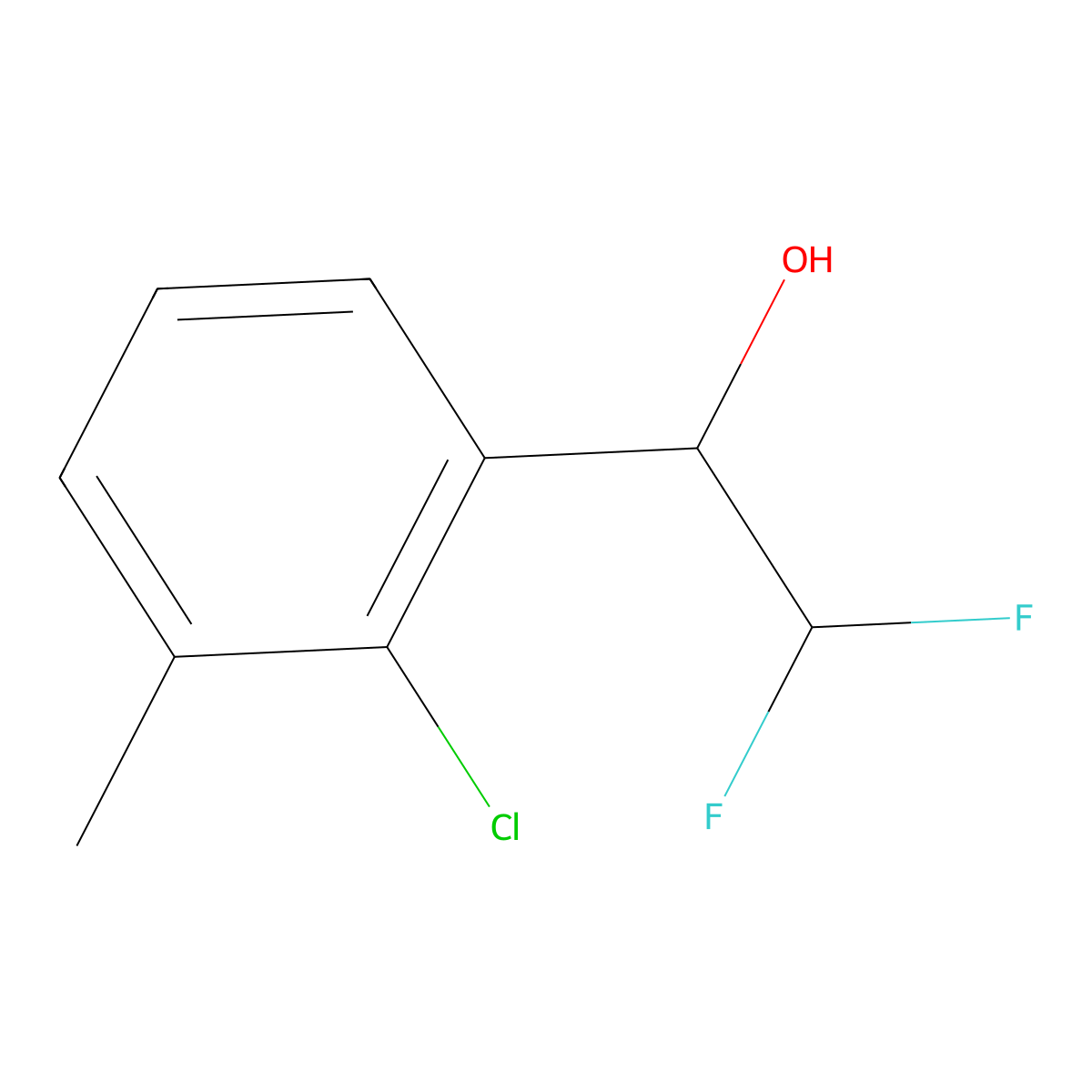 1-(2-Chloro-3-methylphenyl)-2,2-difluoroethan-1-ol molecular structure, CAS 2228625-01-0