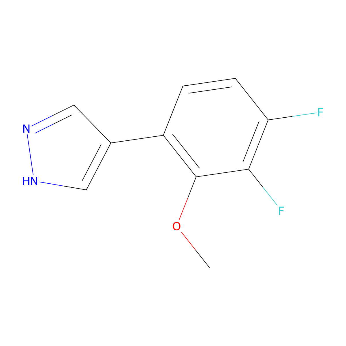 4-(3,4-difluoro-2-methoxyphenyl)-1H-pyrazole molecular structure, CAS 2228625-12-3