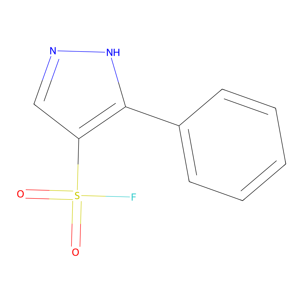 3-phenyl-1H-pyrazole-4-sulfonyl fluoride molecular structure, CAS 2228626-56-8