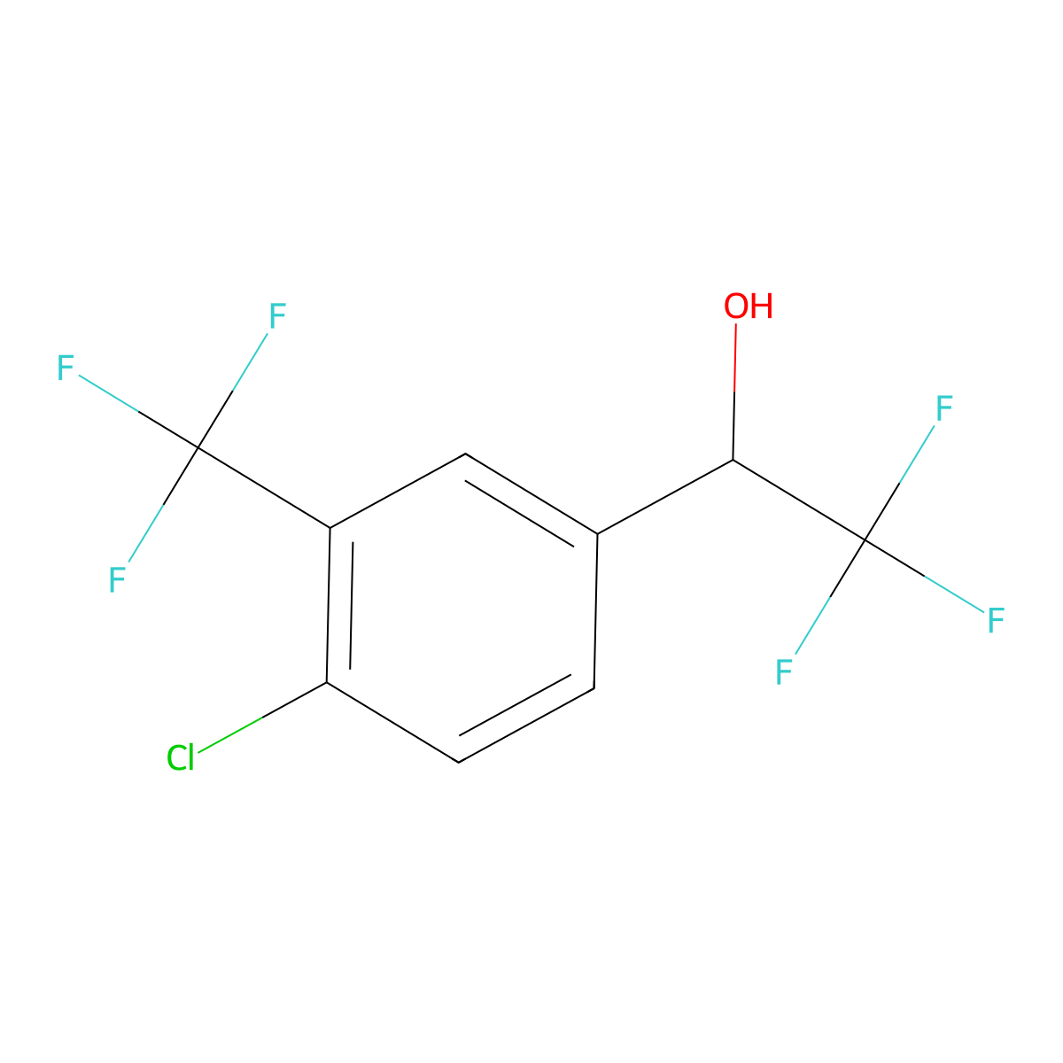 1-[4-Chloro-3-(trifluoromethyl)phenyl]-2,2,2-trifluoroethan-1-ol molecular structure, CAS 2228631-83-0