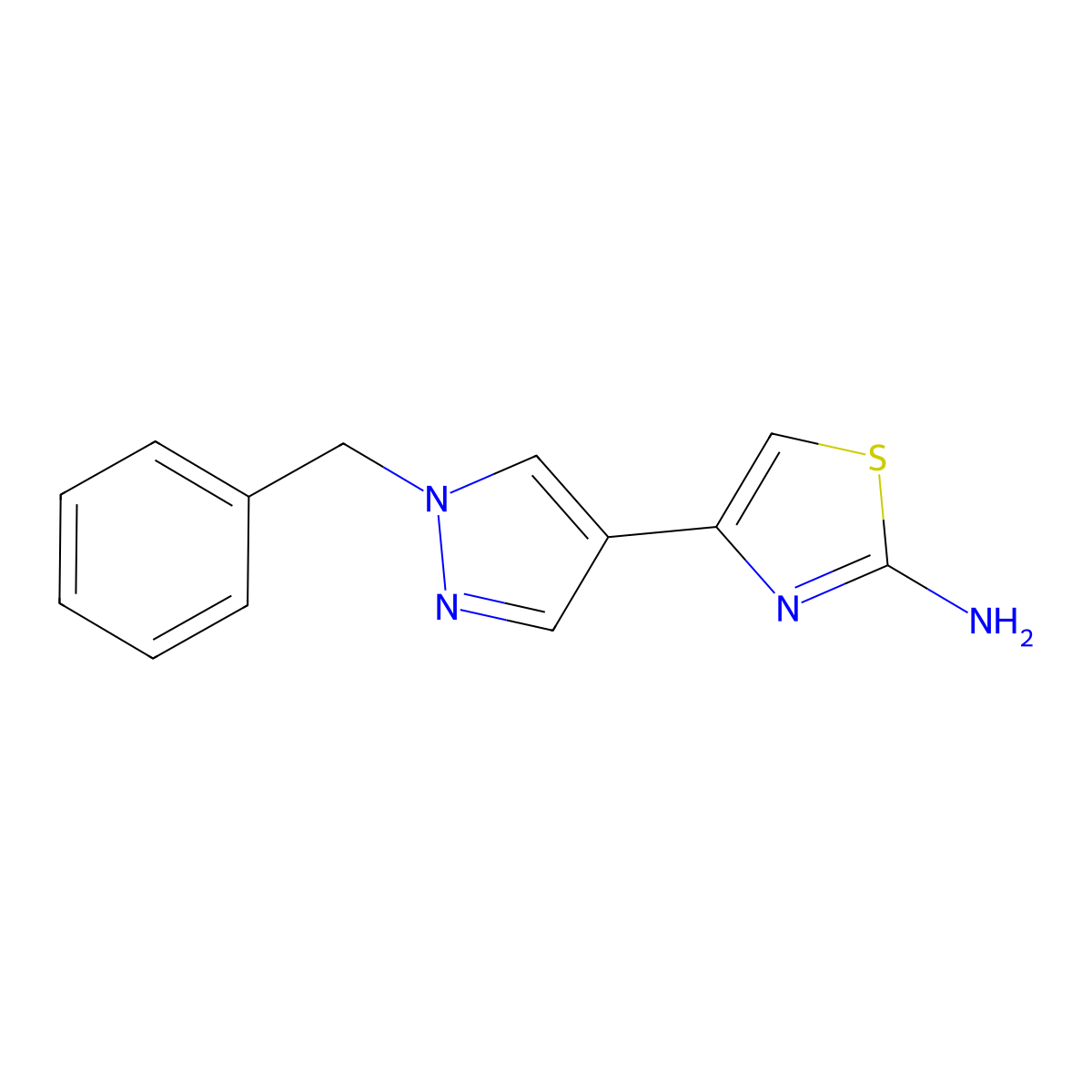 4-(1-benzyl-1H-pyrazol-4-yl)-1,3-thiazol-2-amine molecular structure, CAS 2228632-63-9