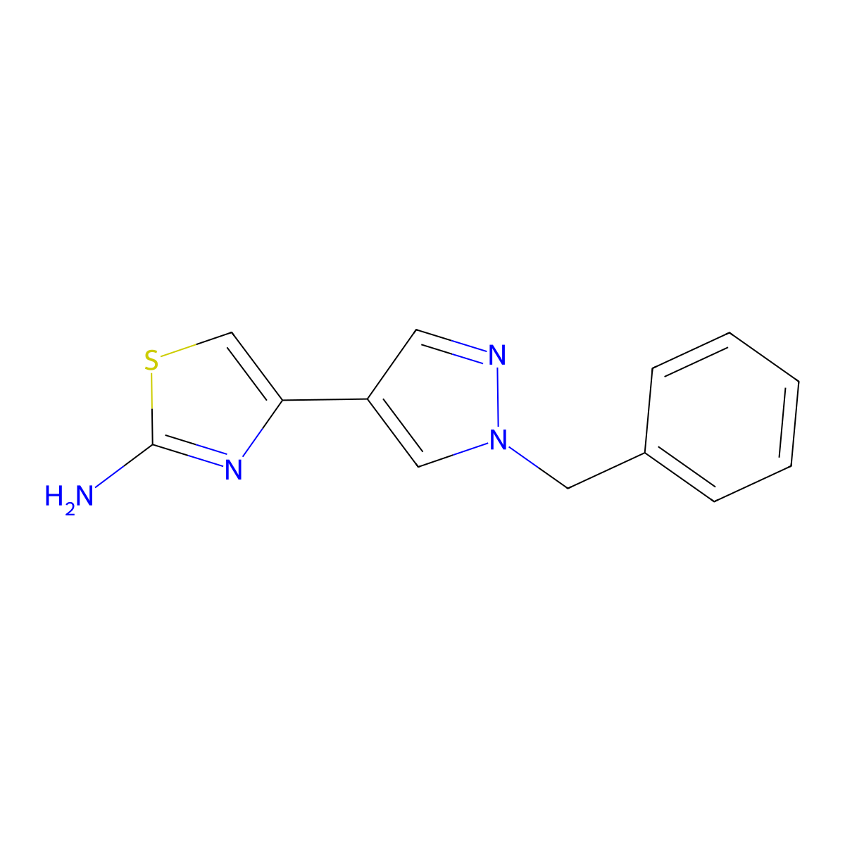 4-(1-benzyl-1H-pyrazol-4-yl)-1,3-thiazol-2-amine molecular structure, CAS 2228632-63-9