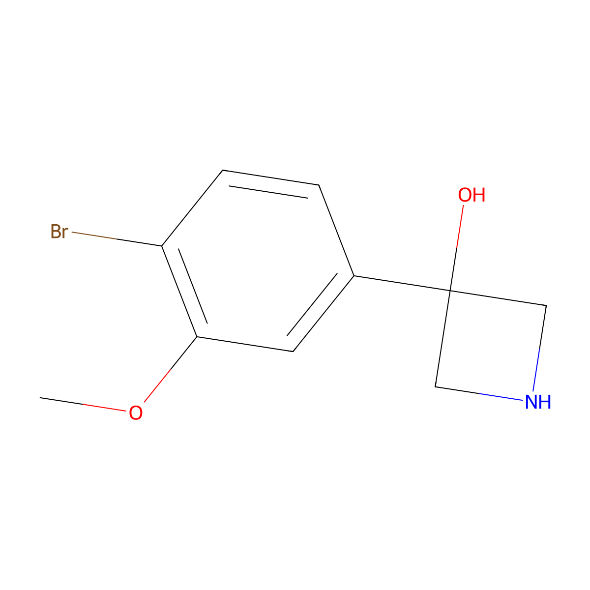 3-(4-Bromo-3-methoxyphenyl)azetidin-3-ol molecular structure, CAS 2228632-77-5