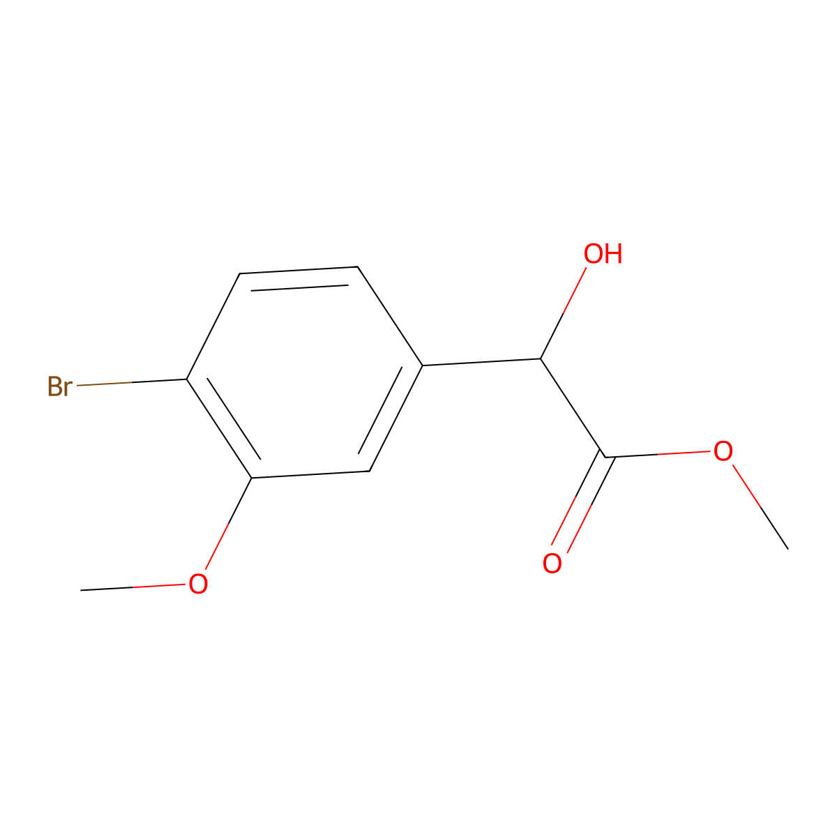 Methyl 2-(4-bromo-3-methoxyphenyl)-2-hydroxyacetate molecular structure, CAS 2228632-91-3