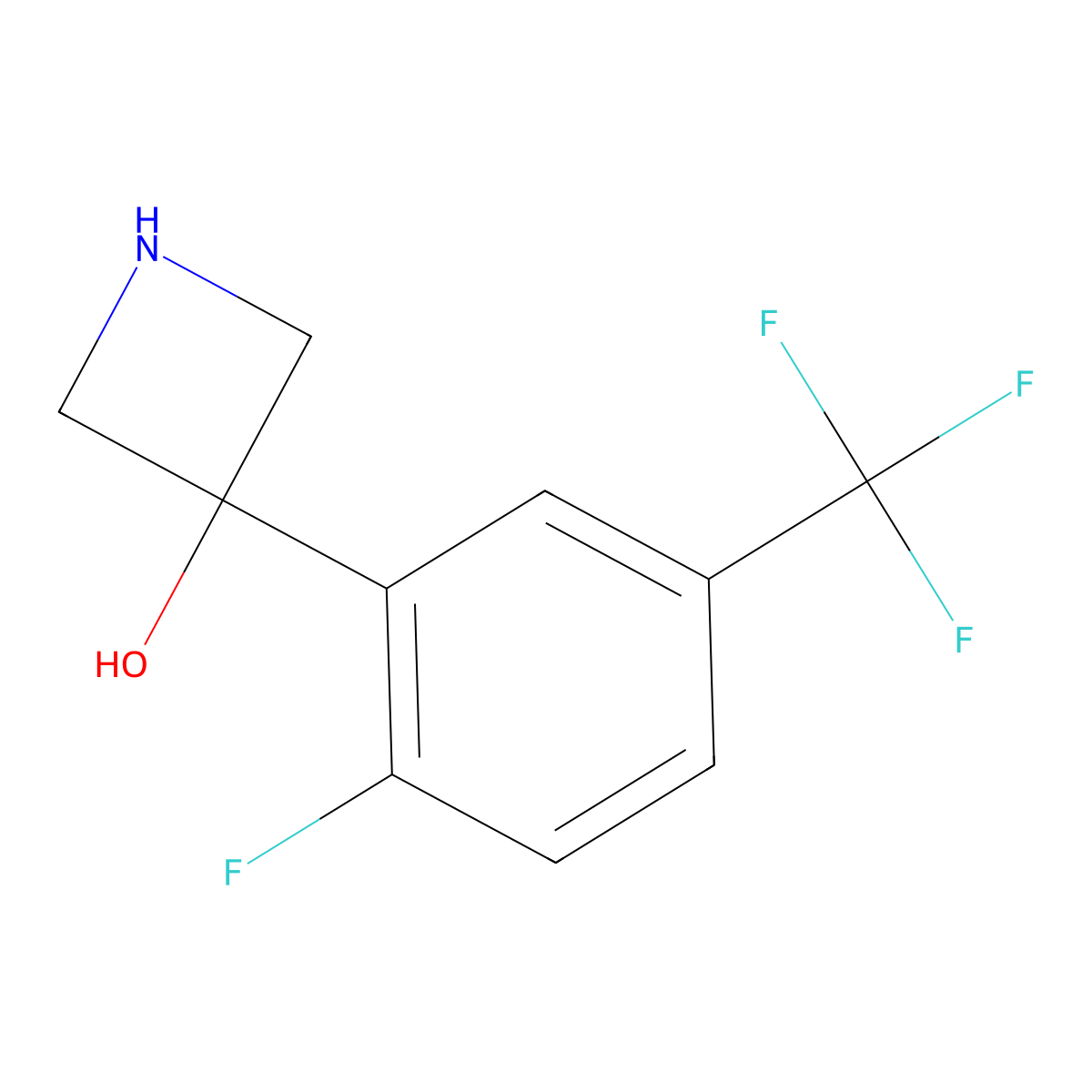 3-[2-Fluoro-5-(trifluoromethyl)phenyl]azetidin-3-ol molecular structure, CAS 2228633-27-8