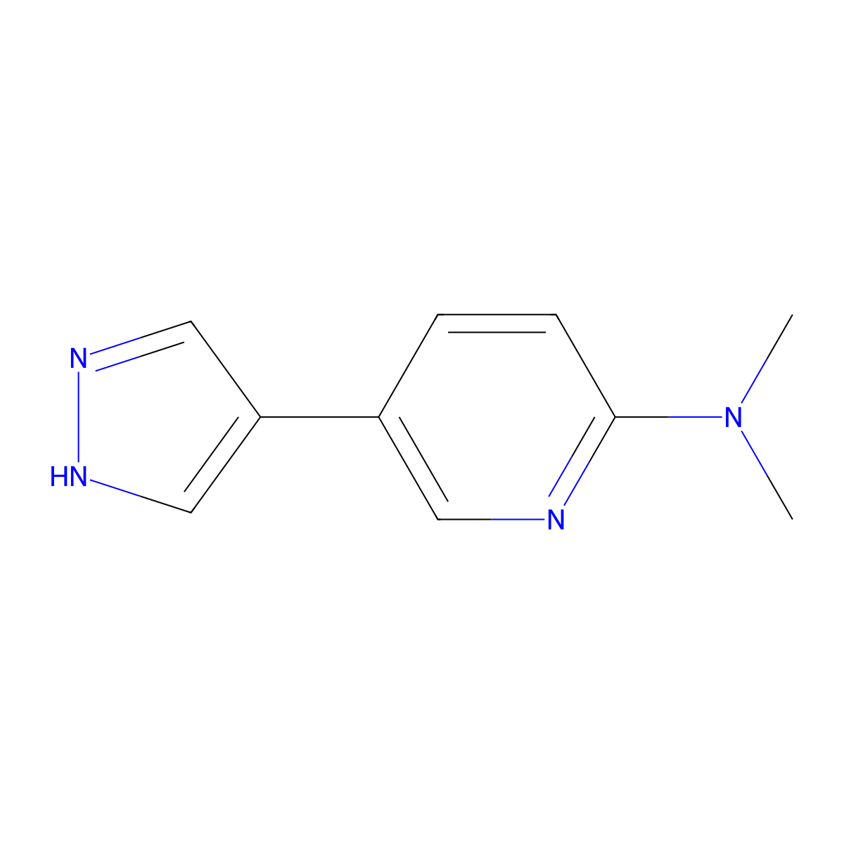 N,N-dimethyl-5-(1H-pyrazol-4-yl)pyridin-2-amine molecular structure, CAS 2228633-57-4