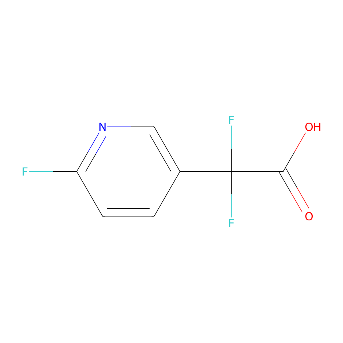 2,2-Difluoro-2-(6-fluoropyridin-3-yl)acetic acid molecular structure, CAS 2228635-56-9