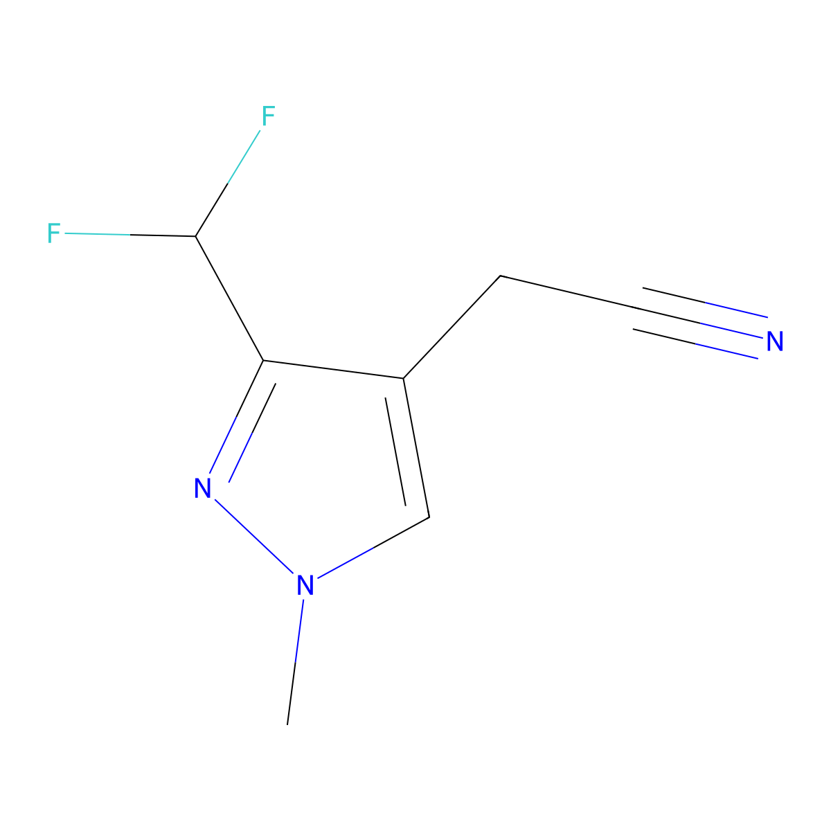 2-(3-(Difluoromethyl)-1-methyl-4-pyrazolyl)acetonitrile molecular structure, CAS 2228637-01-0