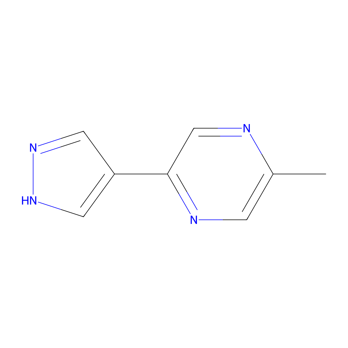 2-methyl-5-(1H-pyrazol-4-yl)pyrazine molecular structure, CAS 2228637-07-6