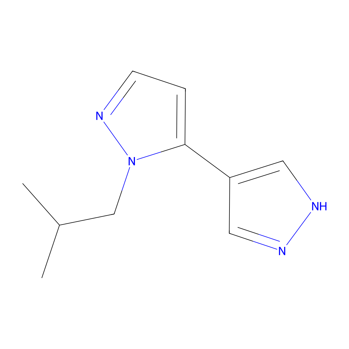 1-(2-methylpropyl)-5-(1H-pyrazol-4-yl)-1H-pyrazole molecular structure, CAS 2228639-33-4