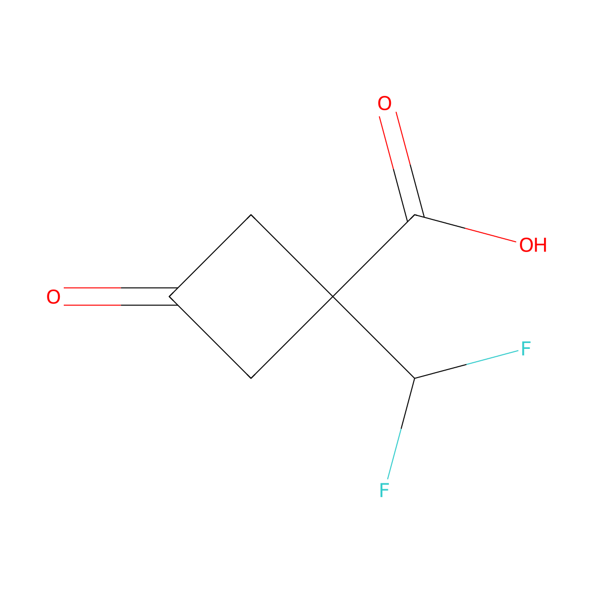1-(Difluoromethyl)-3-oxocyclobutane-1-carboxylic acid molecular structure, CAS 2228641-38-9