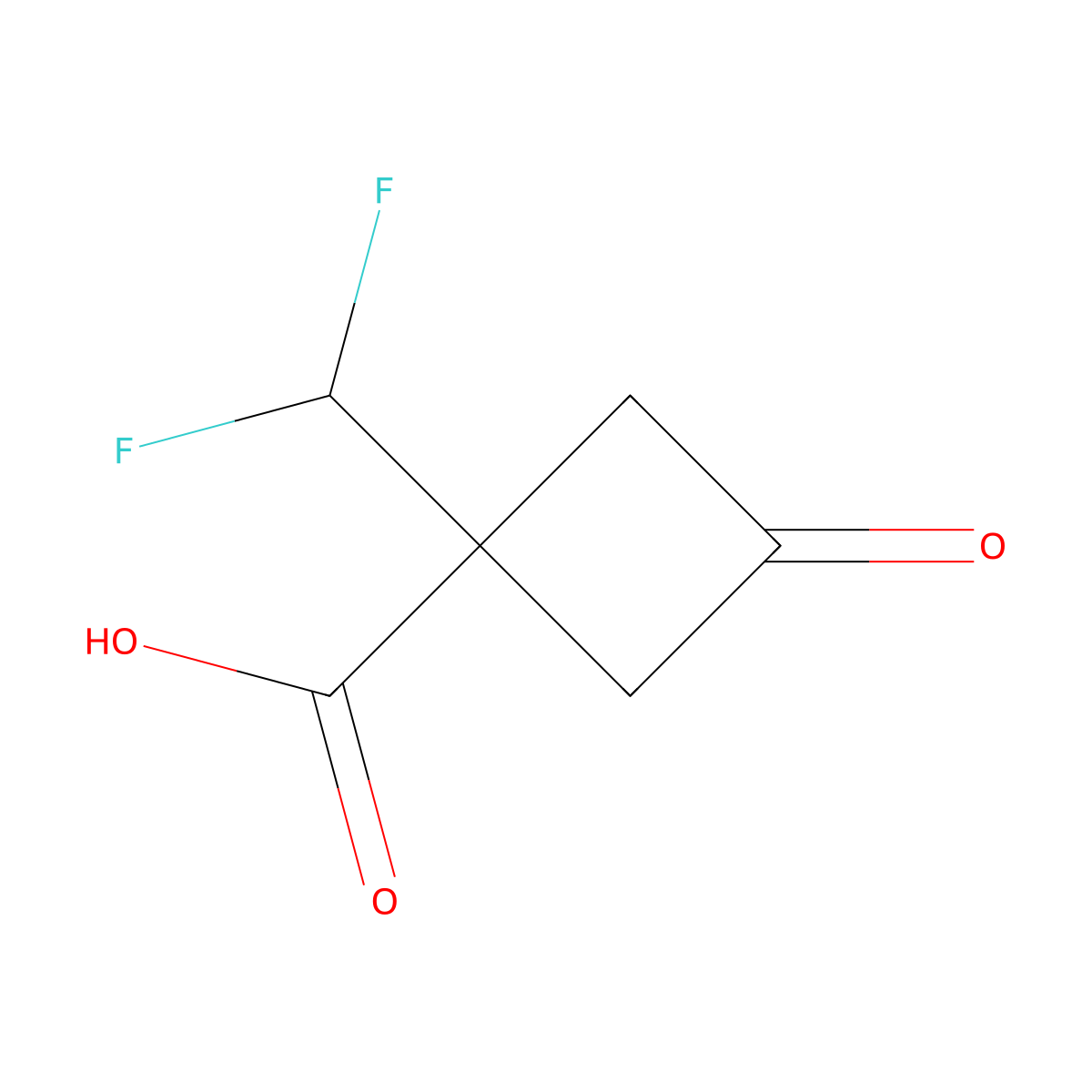 1-(Difluoromethyl)-3-oxocyclobutane-1-carboxylic acid molecular structure, CAS 2228641-38-9