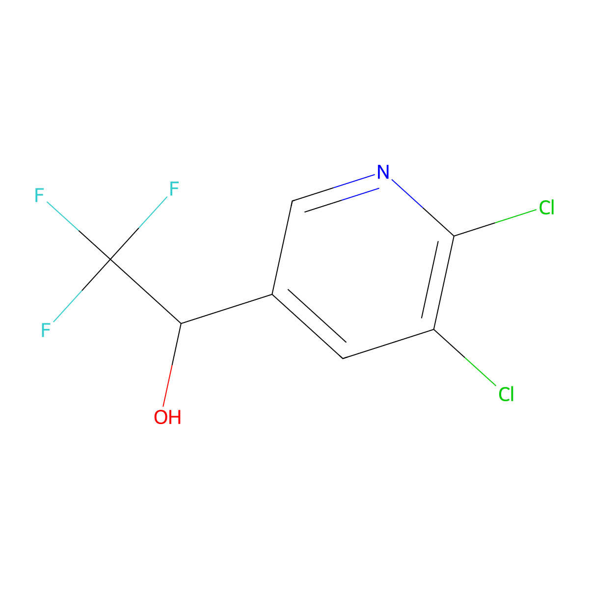 1-(5,6-Dichloropyridin-3-yl)-2,2,2-trifluoroethan-1-ol molecular structure, CAS 2228643-82-9