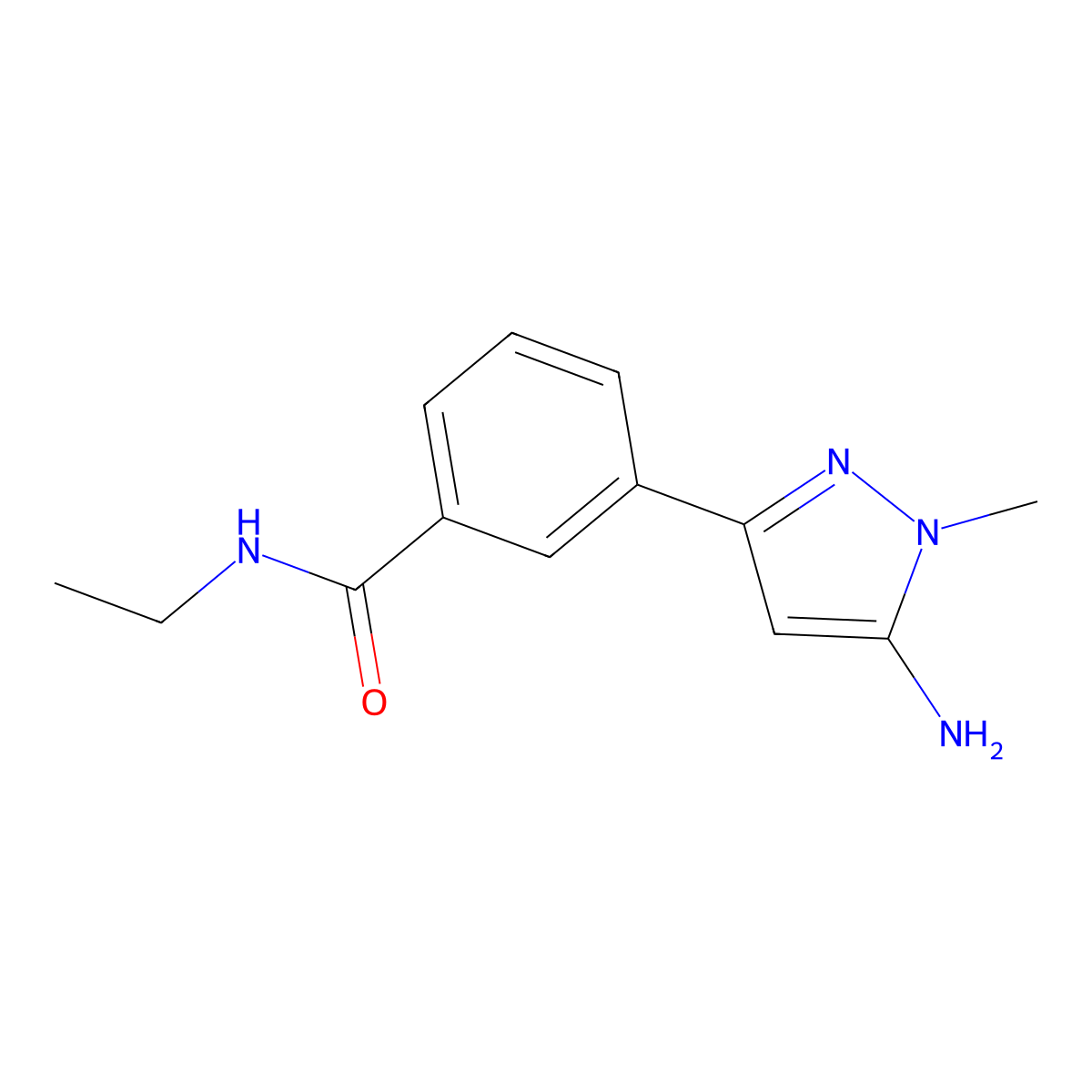 3-(5-amino-1-methyl-1H-pyrazol-3-yl)-N-ethylbenzamide molecular structure, CAS 2228644-04-8