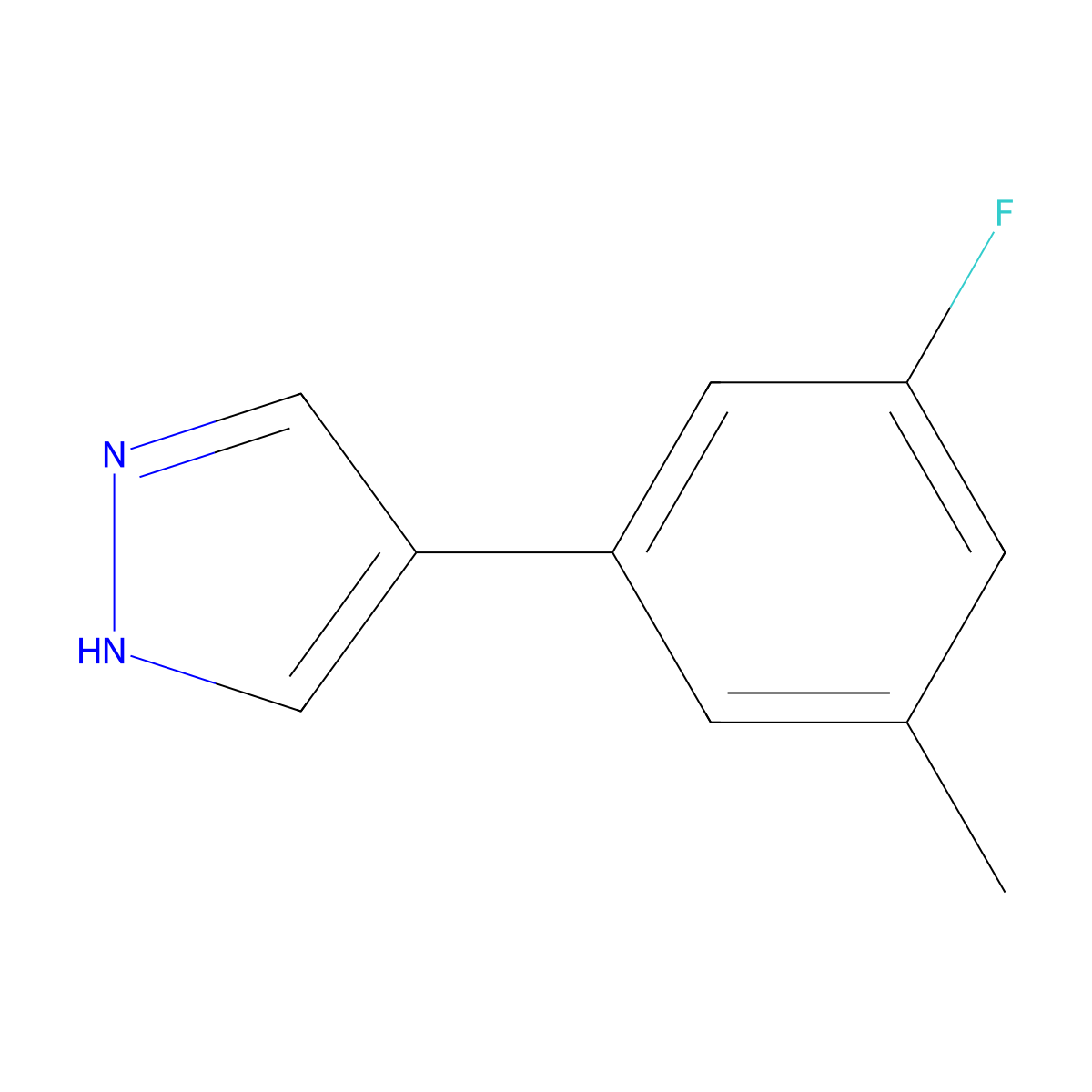 4-(3-fluoro-5-methylphenyl)-1H-pyrazole molecular structure, CAS 2228644-13-9