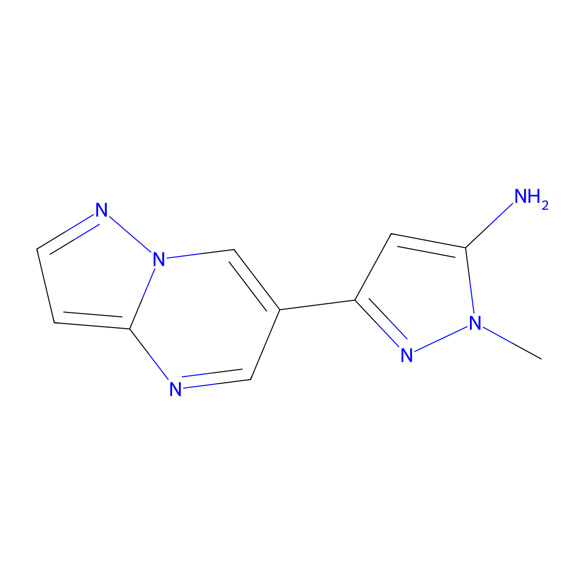 1-methyl-3-{pyrazolo[1,5-a]pyrimidin-6-yl}-1H-pyrazol-5-amine molecular structure, CAS 2228644-63-9