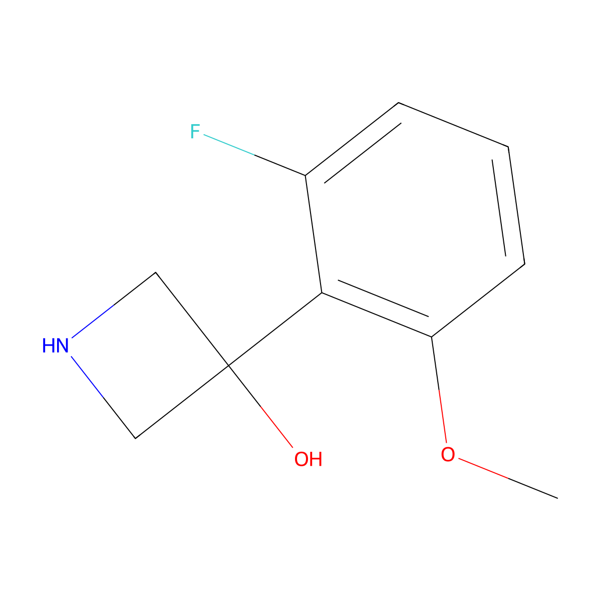 3-(2-Fluoro-6-methoxyphenyl)azetidin-3-ol molecular structure, CAS 2228645-52-9