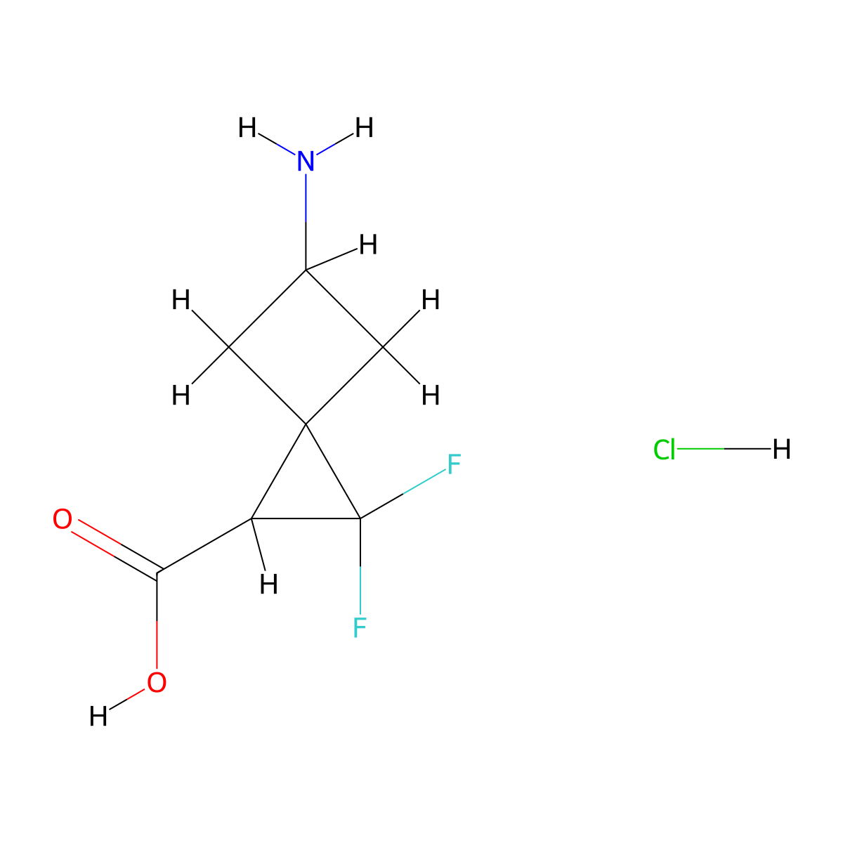 5-Amino-2,2-difluorospiro[2.3]hexane-1-carboxylic acid hydrochloride molecular structure, CAS 2228648-69-7