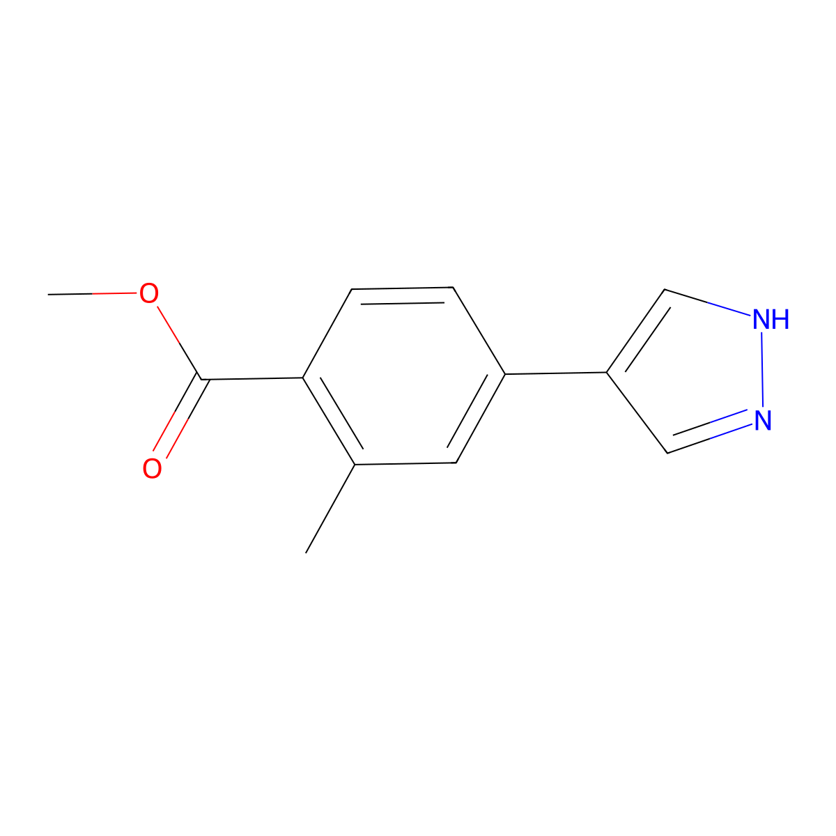 methyl 2-methyl-4-(1H-pyrazol-4-yl)benzoate molecular structure, CAS 2228648-79-9