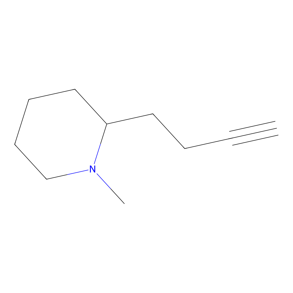 2-(But-3-yn-1-yl)-1-methylpiperidine molecular structure, CAS 2228650-54-0