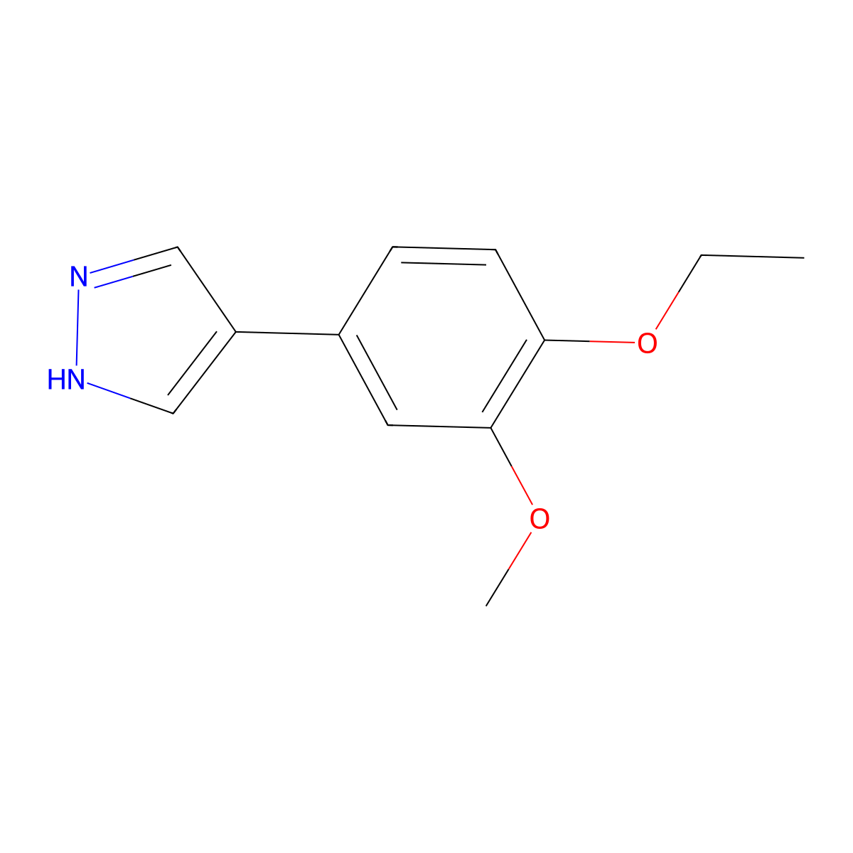 4-(4-ethoxy-3-methoxyphenyl)-1H-pyrazole molecular structure, CAS 2228650-82-4